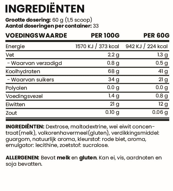 Weightgainer - Aardbei - 2000g - XPN