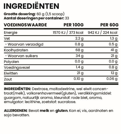 Weightgainer - Aardbei - 2000g - XPN